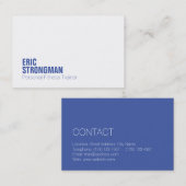 Modernes minimales elegantes weißes Blau Visitenkarte (Vorne/Hinten)
