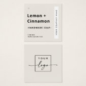 Modernes, minimales Etikett mit hellbraunem Quadra (Vorne & Hinten)