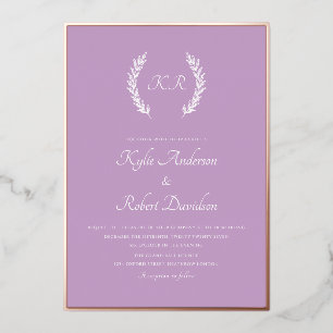 Modernes minimales florales Monogramm Lavendel Ros Folieneinladung