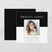 Modernes minimales Foto 21. Geburtstag Einladung (Vorne/Hinten)
