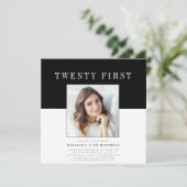 Modernes minimales Foto 21. Geburtstag Einladung (Stehend Vorderseite)