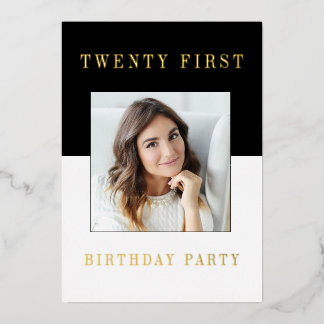 Modernes minimales Foto 21. Geburtstag Folieneinladung