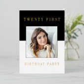Modernes minimales Foto 21. Geburtstag Folieneinladung (Stehend vorne)
