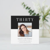 Modernes minimales Foto 30. Geburtstag Einladung (Stehend Vorderseite)
