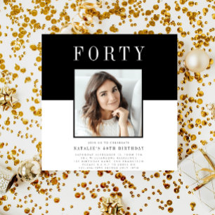 Modernes minimales Foto 40. Geburtstag Einladung