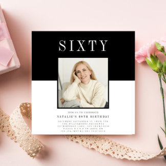 Modernes minimales Foto 60. Geburtstag Einladung