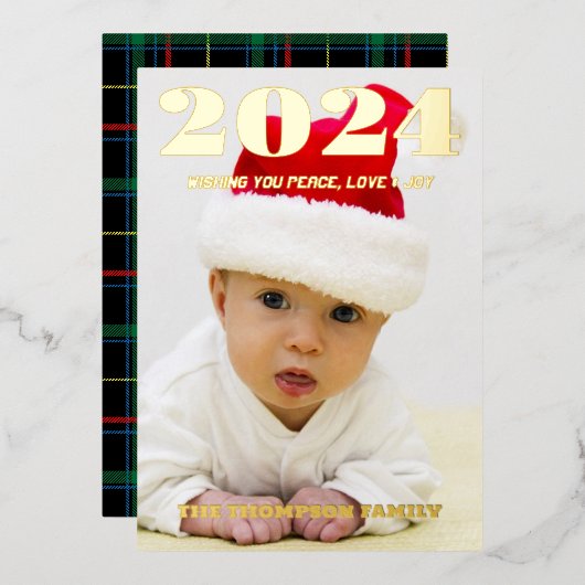 Modernes minimales Foto Folien Feiertagskarte (Vorderseite/Rückseite)