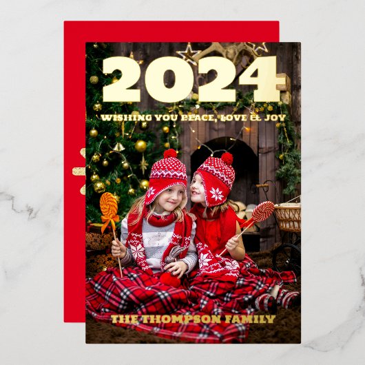 Modernes minimales Foto Folien Feiertagskarte (Vorderseite/Rückseite)