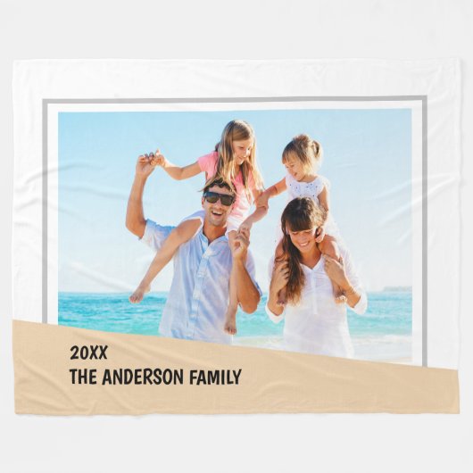 Modernes Minimales Foto mit Diagonal-Farbblock Fleecedecke (Vorderseite (Horizontal))