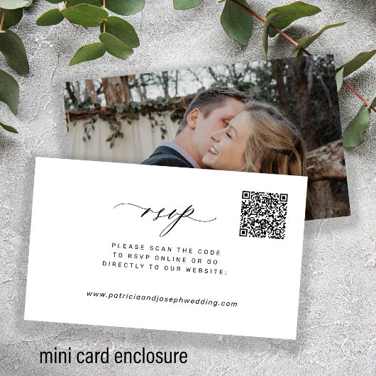 Modernes minimales Foto QR Code Hochzeit RSVP Begleitkarte
