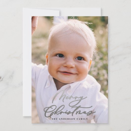 Modernes, minimales Foto Weihnachtsgeschenk Feiertagskarte (Vorderseite)