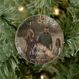 Modernes, minimales Foto Weihnachtsgeschenk Keramik Ornament