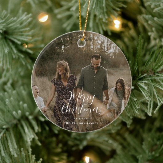 Modernes, minimales Foto Weihnachtsgeschenk Keramik Ornament (Baum)