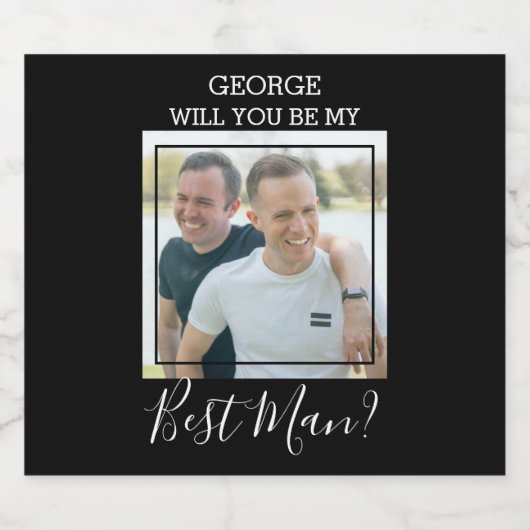 Modernes Minimales Foto | Werden Sie mein Trauzeug Bierflaschenetikett (Einzelnes Label)