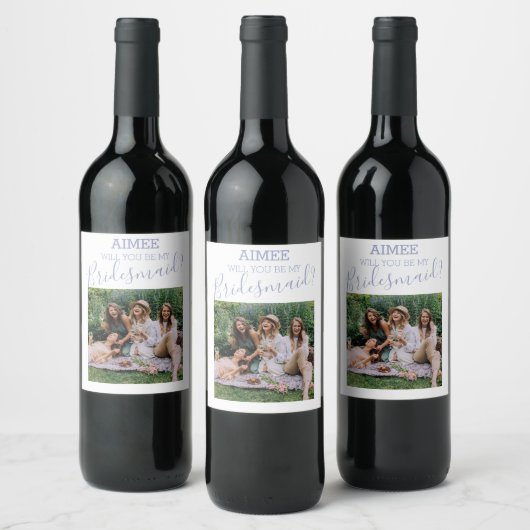 Modernes Minimales Foto | Werden Sie meine Bridesm Weinetikett (Flaschen)
