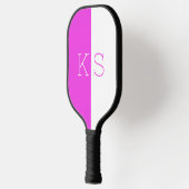 Modernes Minimales Fuchsienrosa und weißes Monogra Pickleball Schläger (Links)