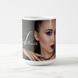 Modernes Minimales Full Foto Script Monogram Kaffeetasse