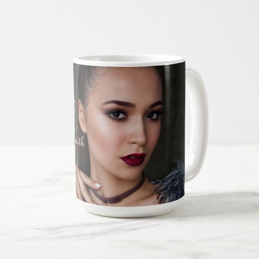 Modernes Minimales Full Foto Script Monogram Kaffeetasse (VorderseiteRechts)