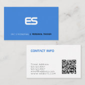 Modernes minimales futuristisches Blau Visitenkarte (Vorne/Hinten)