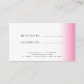 Modernes minimales Gefälle rosa weiße Make-up & Ha Empfehlungskarte (Rückseite)