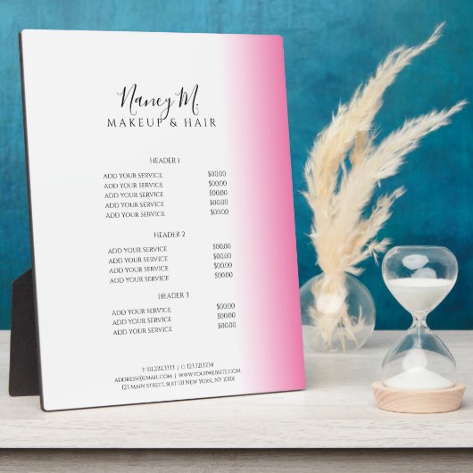 Modernes minimales Gefälle rosa weiße Make-up & Ha Fotoplatte (Seite)