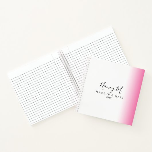 Modernes minimales Gefälle rosa weiße Make-up & Ha Notizblock (Innenseite)