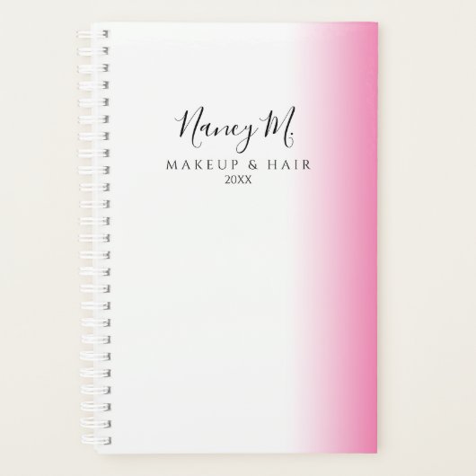 Modernes minimales Gefälle rosa weiße Make-up & Ha Planer (Vorderseite)
