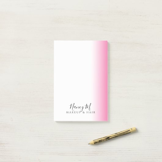 Modernes minimales Gefälle rosa weiße Make-up & Ha Post-it Klebezettel (Auf Schreibtisch)