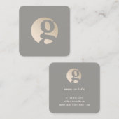 Modernes minimales Goldgrau-Monogramm   Quadratische Visitenkarte (Vorne/Hinten)