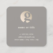 Modernes minimales Goldgrau-Monogramm   Quadratische Visitenkarte (Rückseite)