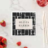 Modernes, minimales grafisches Schwarzweiß-Gastges Serviette (Beispiel)