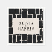 Modernes, minimales grafisches Schwarzweiß-Gastges Serviette (Vorderseite)