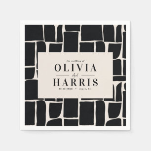 Modernes, minimales grafisches Schwarzweiß-Gastges Serviette