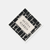 Modernes, minimales grafisches Schwarzweiß-Gastges Serviette (Ecke)