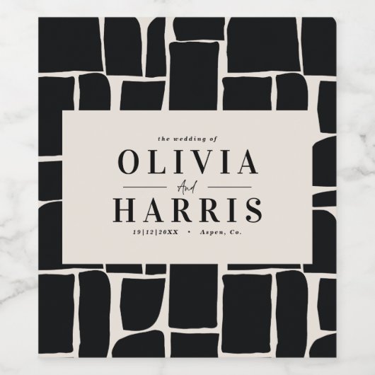 Modernes, minimales grafisches Schwarzweiß-Gastges Weinetikett (Einzelnes Label)