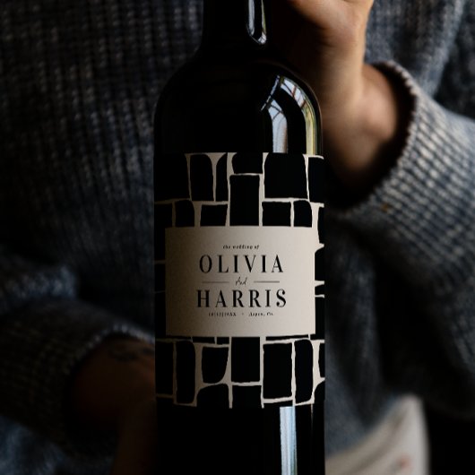 Modernes, minimales grafisches Schwarzweiß-Gastges Weinetikett