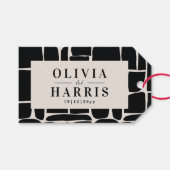 Modernes, minimales grafisches Schwarzweiß-Party Geschenkanhänger (Vorderseite (Horizontal))