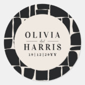 Modernes, minimales grafisches Schwarzweiß-Party Runder Aufkleber (Vorderseite)