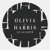 Modernes, minimales grafisches Schwarzweiß-Party Runder Aufkleber (Vorderseite)