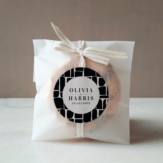 Modernes, minimales grafisches Schwarzweiß-Party Runder Aufkleber