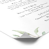 Modernes, minimales Grün rustikales Hochzeitsmenü Poster (Ecke)