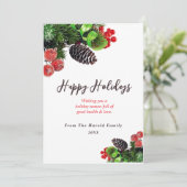 Modernes, minimales Grünes Foliage Feiertagskarte (Stehend Vorderseite)