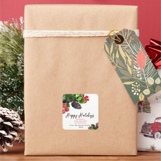 Modernes, minimales Grünes Foliage Quadratischer Aufkleber (Feiertag)