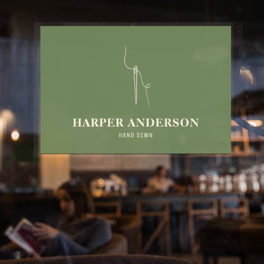 Modernes, minimales Grünnähen Beruflich Fensteraufkleber