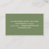 Modernes, minimales Grünnähen Beruflich Visitenkarte (Rückseite)