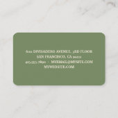 Modernes, minimales Grünnähen Beruflich Visitenkarte (Rückseite)