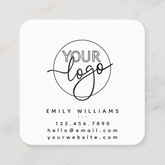 Modernes, minimales handmade by Script Custom Logo Quadratische Visitenkarte (Rückseite)