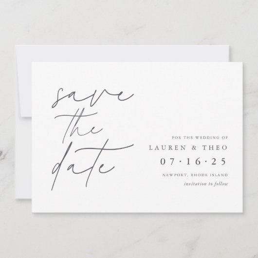 Modernes, minimales Handschrift Save The Date (Vorderseite)