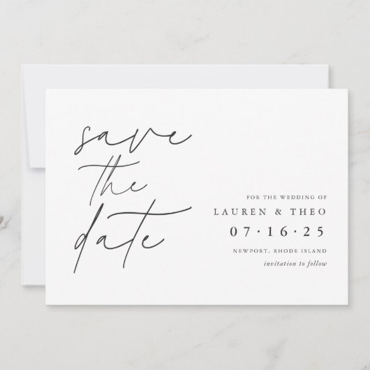 Modernes, minimales Handschrift Save The Date (Vorderseite)