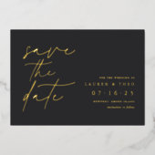 Modernes, minimales Handschrift Save the Date Folieneinladung (Vorderseite)